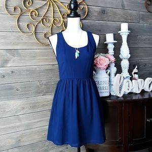 Charlotte Russe Navy Blue Fit & Flare Dress sz S